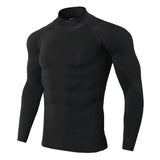 Mens Running Rashguard Stand Collar Gym T-Shirts