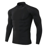 Mens Running Rashguard Stand Collar Gym T-Shirts